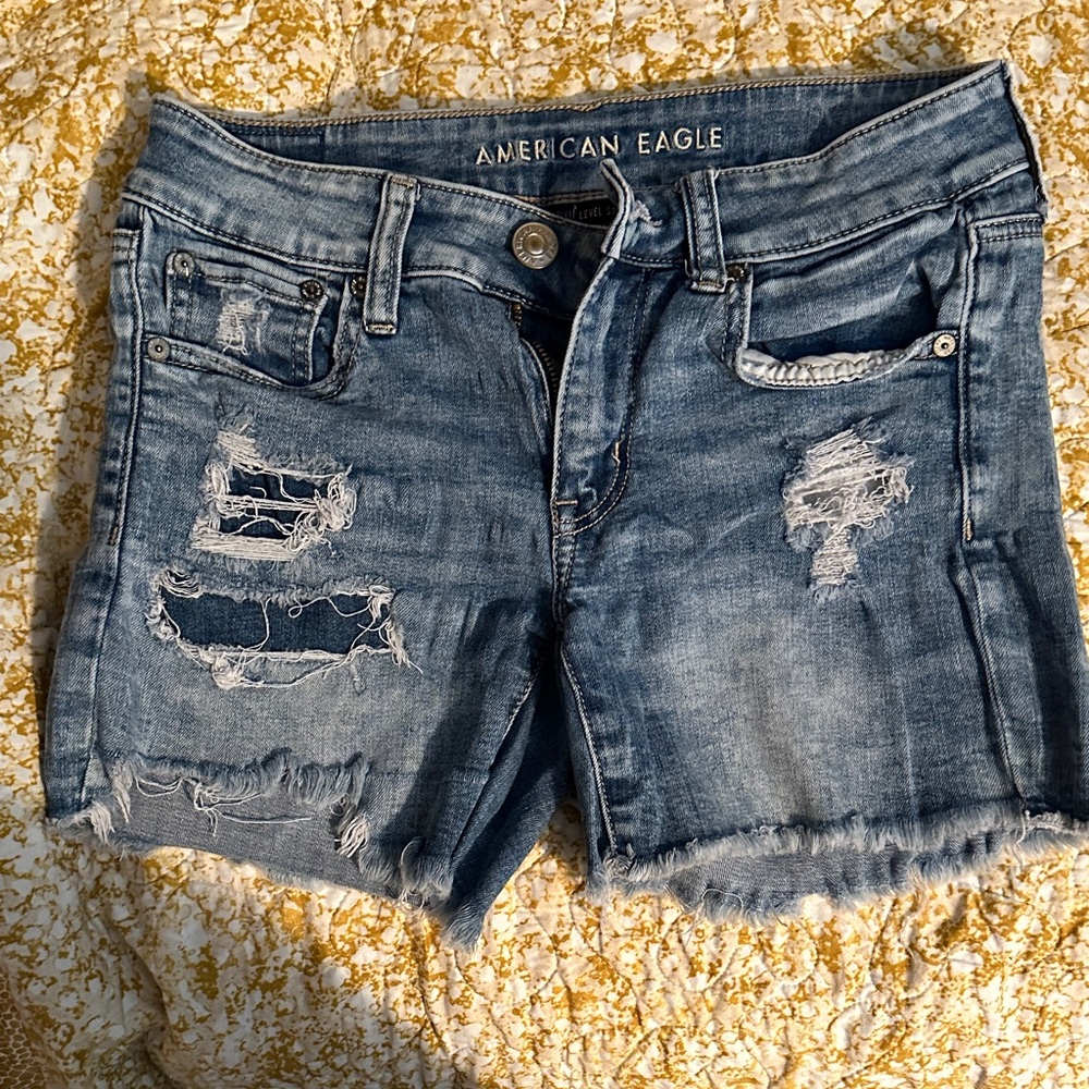 American Eagle Outfitters Ripped Blue Jean Shorts
